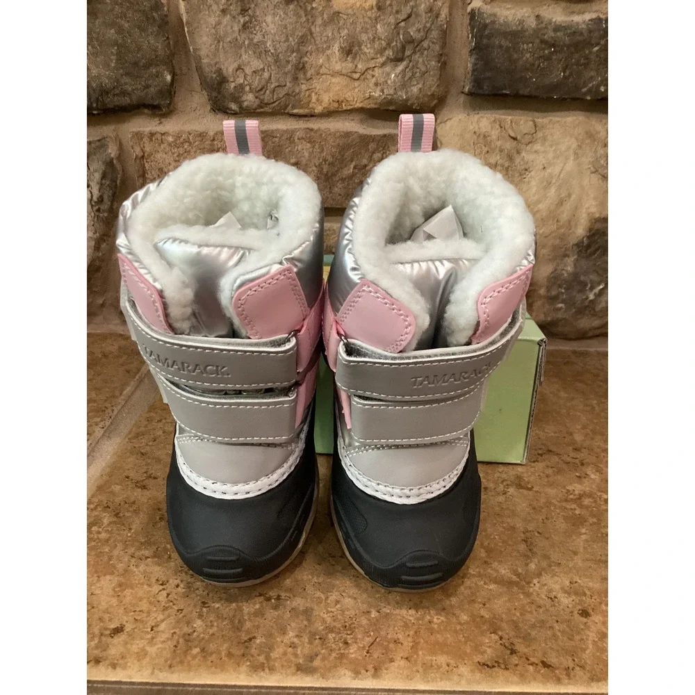 Tamarack Toddler Silver Pink Metallic Insulated Snow Boots Size 9 NEW